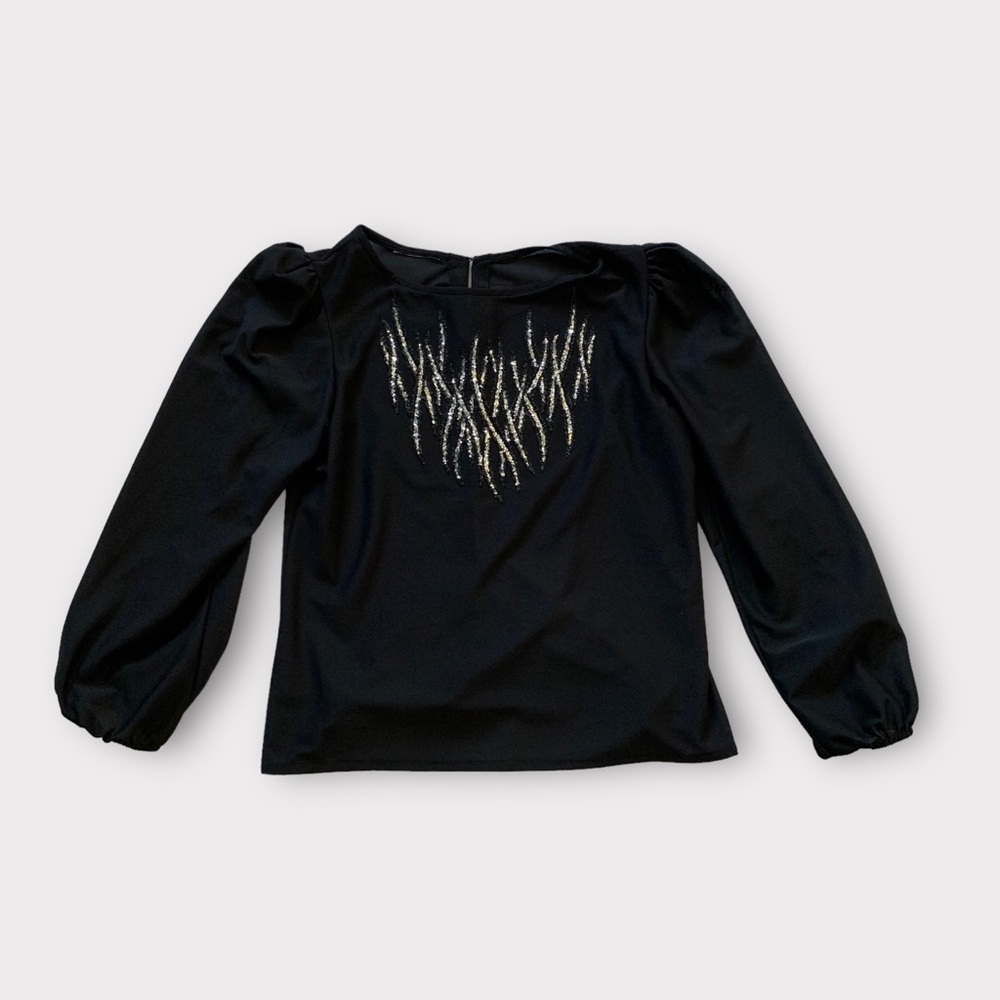 Vintage 80s/1980s black sparkly top